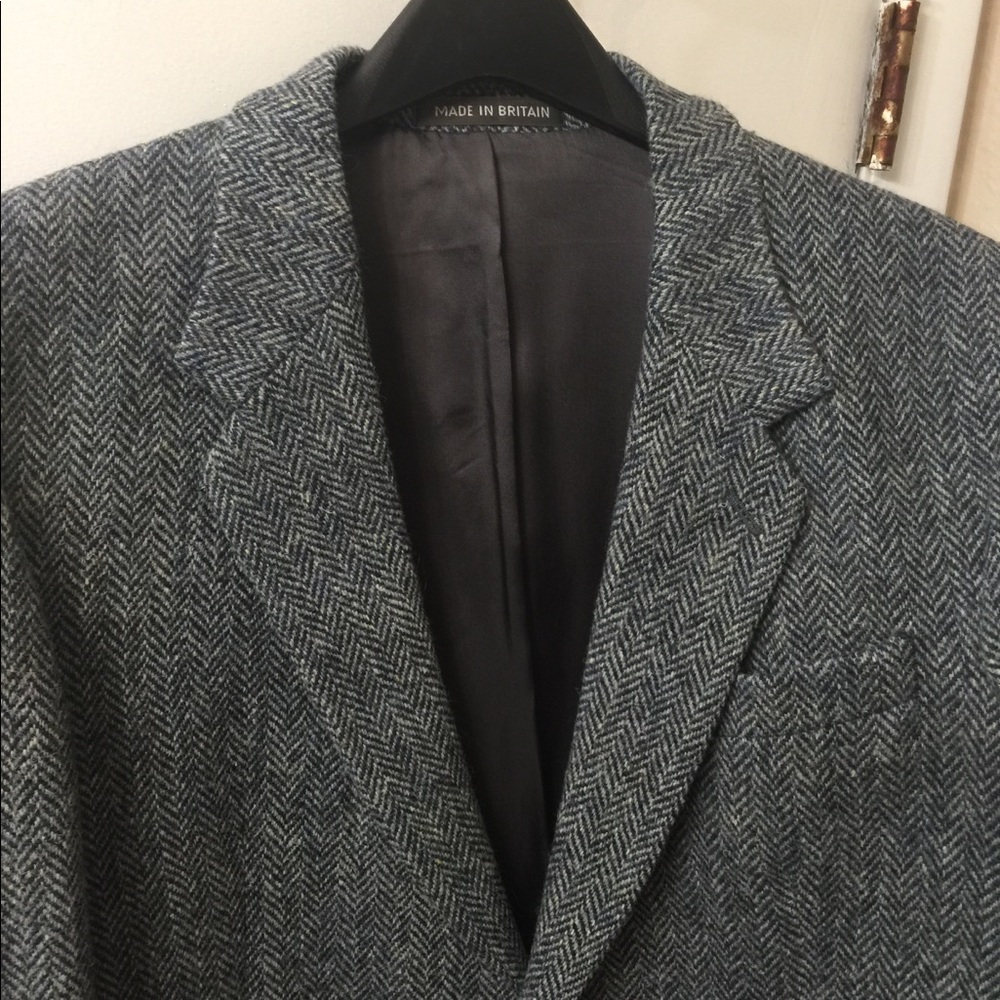 Vintage Harris Tweed blue gray sport coat
